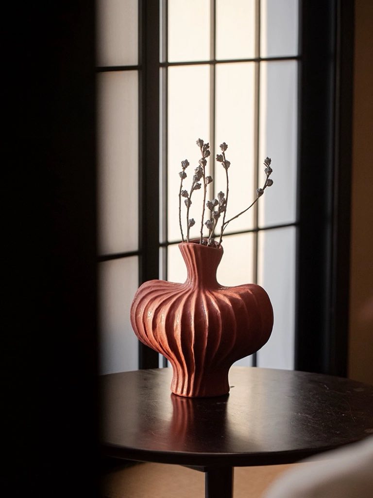 Handmade Wabi-Sabi Ceramic Vase – Red, Black & White