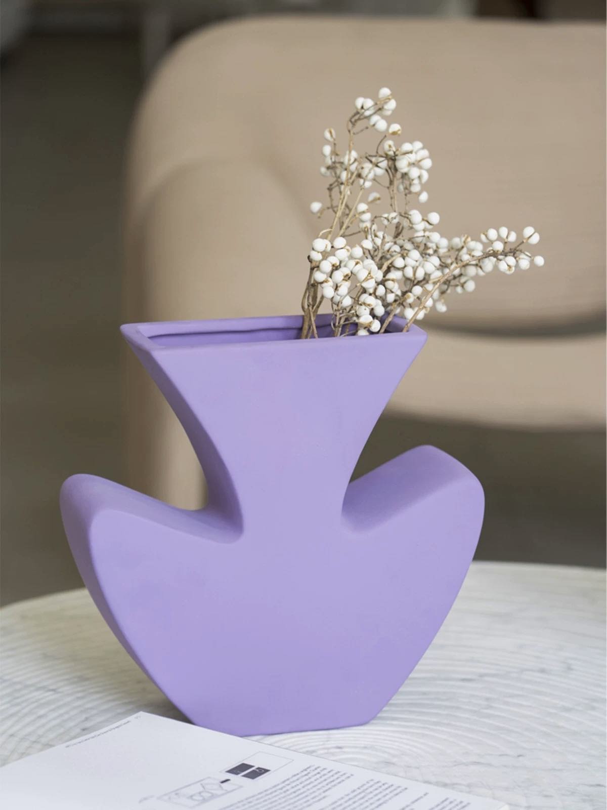 Handmade Funky Memphis Ceramic Vase – Lavender Accent Piece