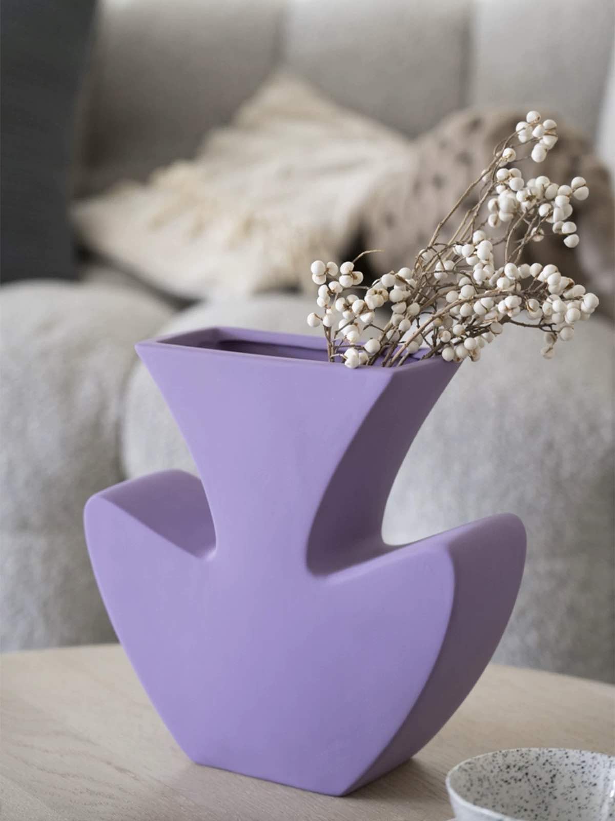 Handmade Funky Memphis Ceramic Vase – Lavender Accent Piece