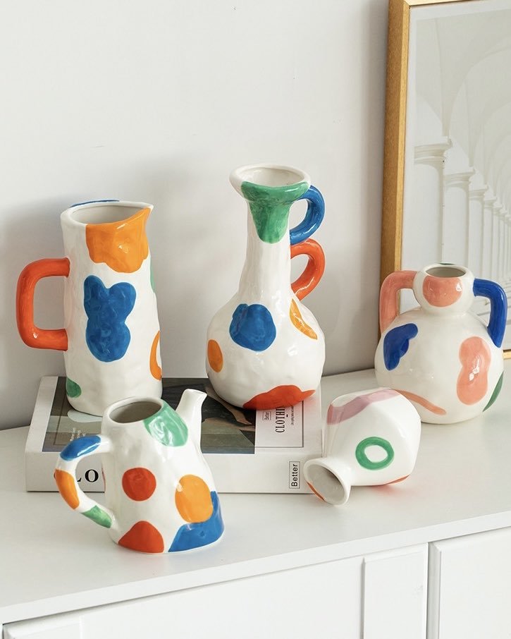 Handpainted Abstract Ceramic Vase – Whimsical Eclectic Home Decor