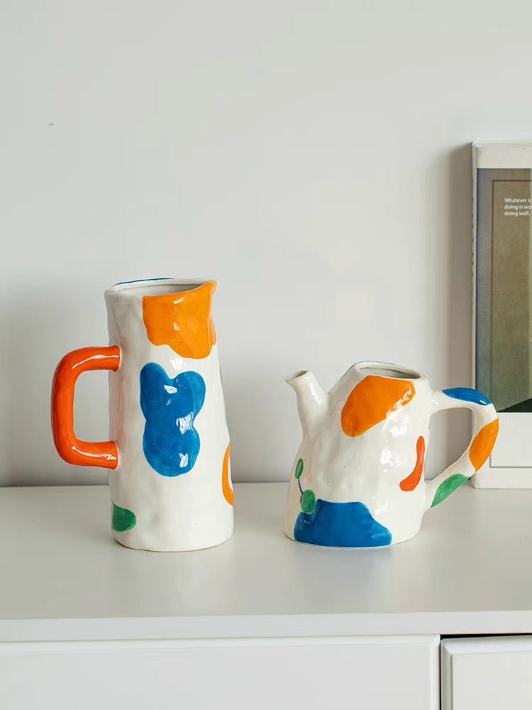 Handpainted Abstract Ceramic Vase – Whimsical Eclectic Home Decor