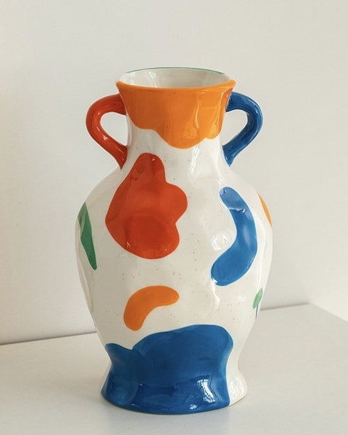 Handpainted Abstract Ceramic Vase – Whimsical Eclectic Home Decor