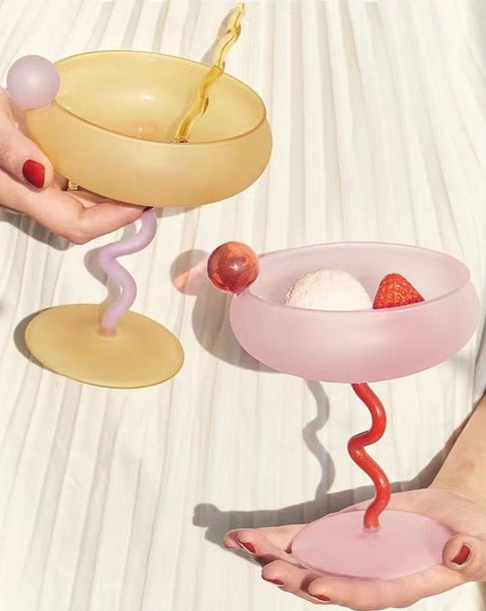 Jelly Bean Wine Glass – Handblown Whimsical Dopamine Cocktail Coupe