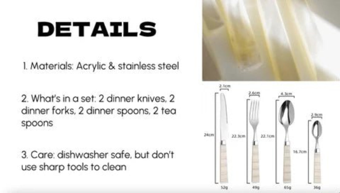 Pearl Flatware Set (8 pcs) – Elegant Italian Giada Cutlery with Ivory Handles