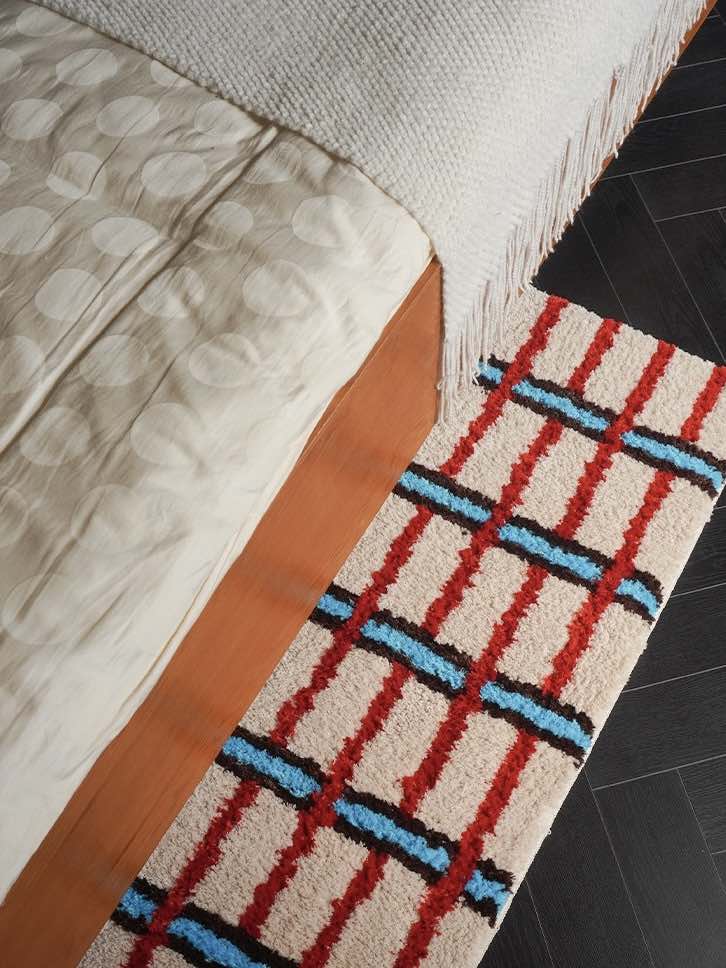 Retro Contrast Checker Runner Rug – Ultra Soft Tufted Bedside Carpet