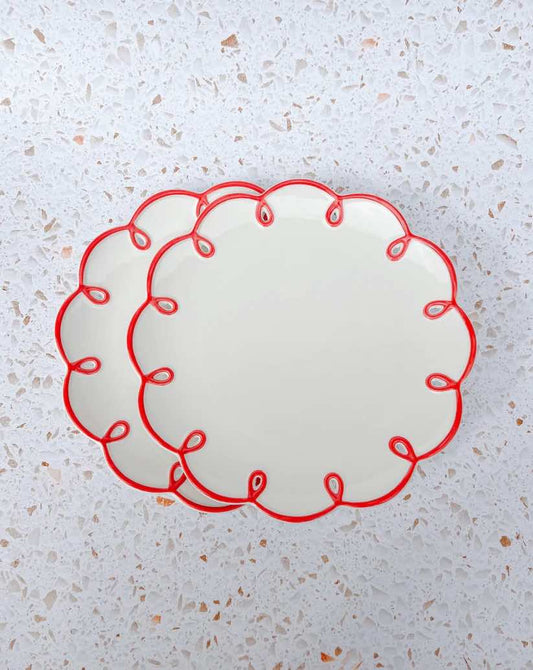 Set of 2 Cloud Ceramic Dinner Plates – Whimsical Handmade Tableware