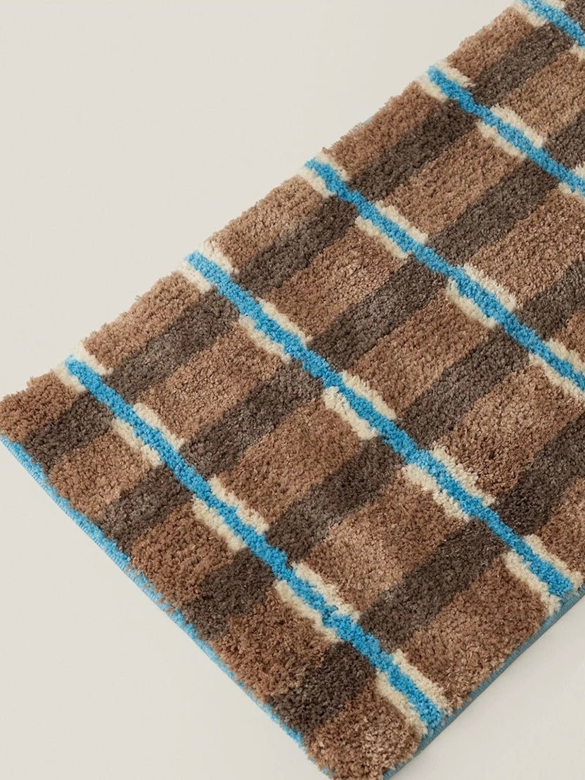 Retro Earthy Tone Checker Bath Rug – Ultra Soft Absorbent Anti-Slip Mat