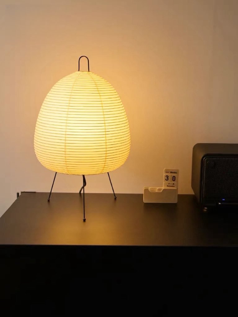 Wabi Sabi Table Lamp – Handmade Japanese Paper Lantern with Bamboo